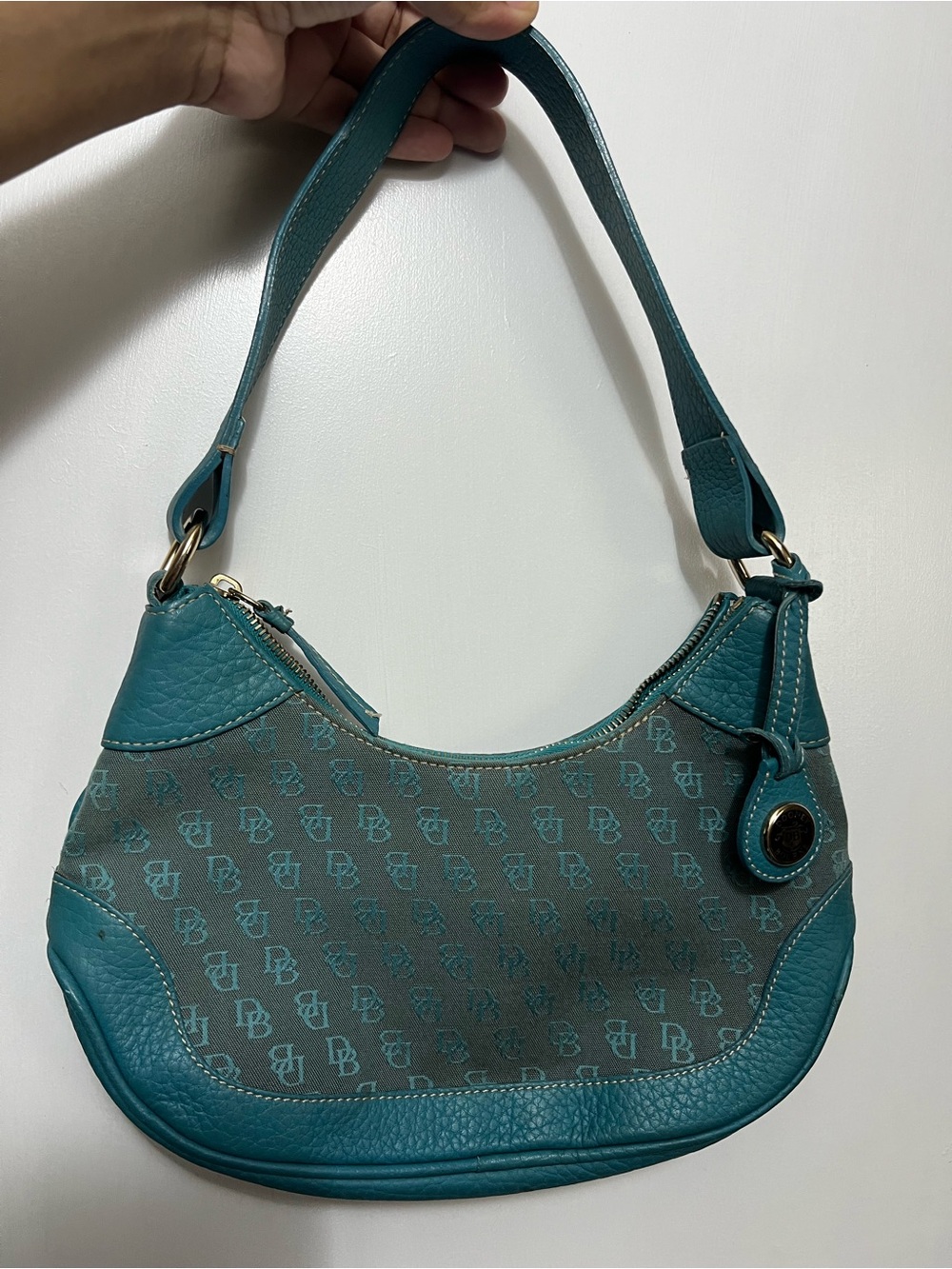 Teal Monogram Shoulder Bag